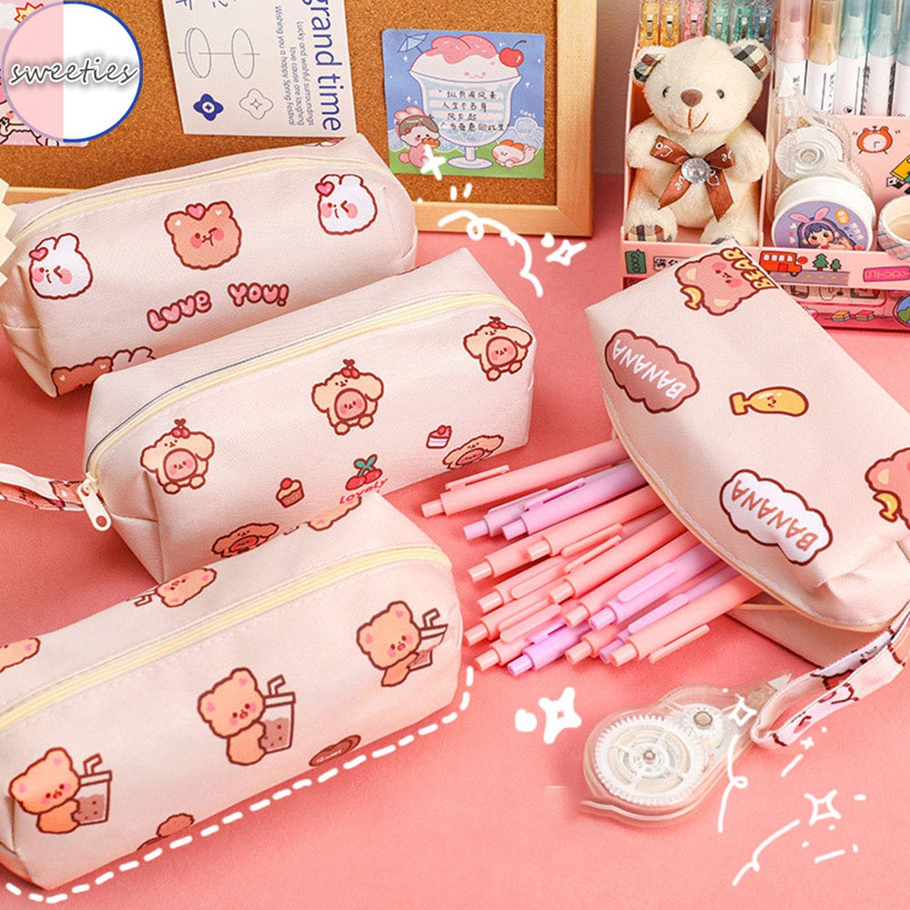 Túi Đựng Bút / Mỹ Phẩm In Hình Gấu Dễ Thương