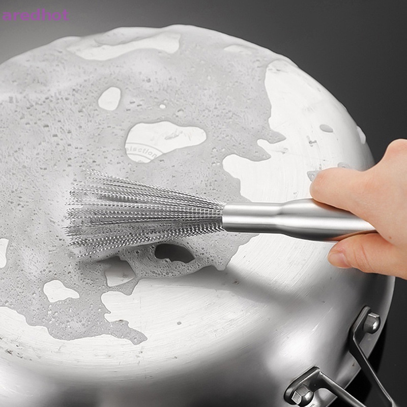 Bàn Chải Chà Nồi Bằng Thép Không Gỉ Với Tay Cầm Dài Tiện Dụng Mới