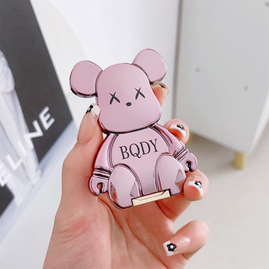 Ốp Điện Thoại Họa Tiết Hoạt Hình Chú Gấu Bạo Lực Kèm Giá Đỡ Nhẫn Và Dây Đeo Tiện Dụng Cho iphone