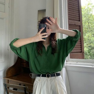 Hàn Quốc Hàn Quốc Xuân Hè Mùa Xuân Mặc ins Đen Tencel Linen Áo Sơ Mi Nữ Tất Cả Trận Đấu Rời Chống Nắng Áo Sơ Mi Bên Ngoài Mặc Hợp Thời Trang