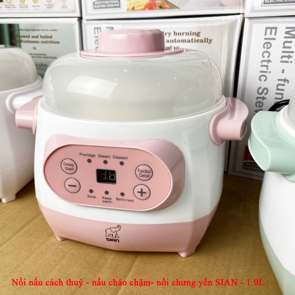 Nồi nấu cháo chậm SIAN 1.0L nồi nấu cháo cho bé ninh xương chưng yến hầm cách thủy đa năng.