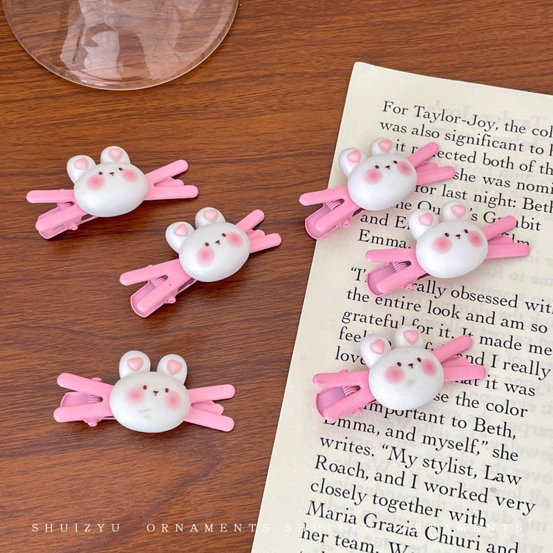 Kẹp Tóc Hình Thỏ Trắng Dễ Thương Phong Cách Hàn Quốc Cho Bé Gái