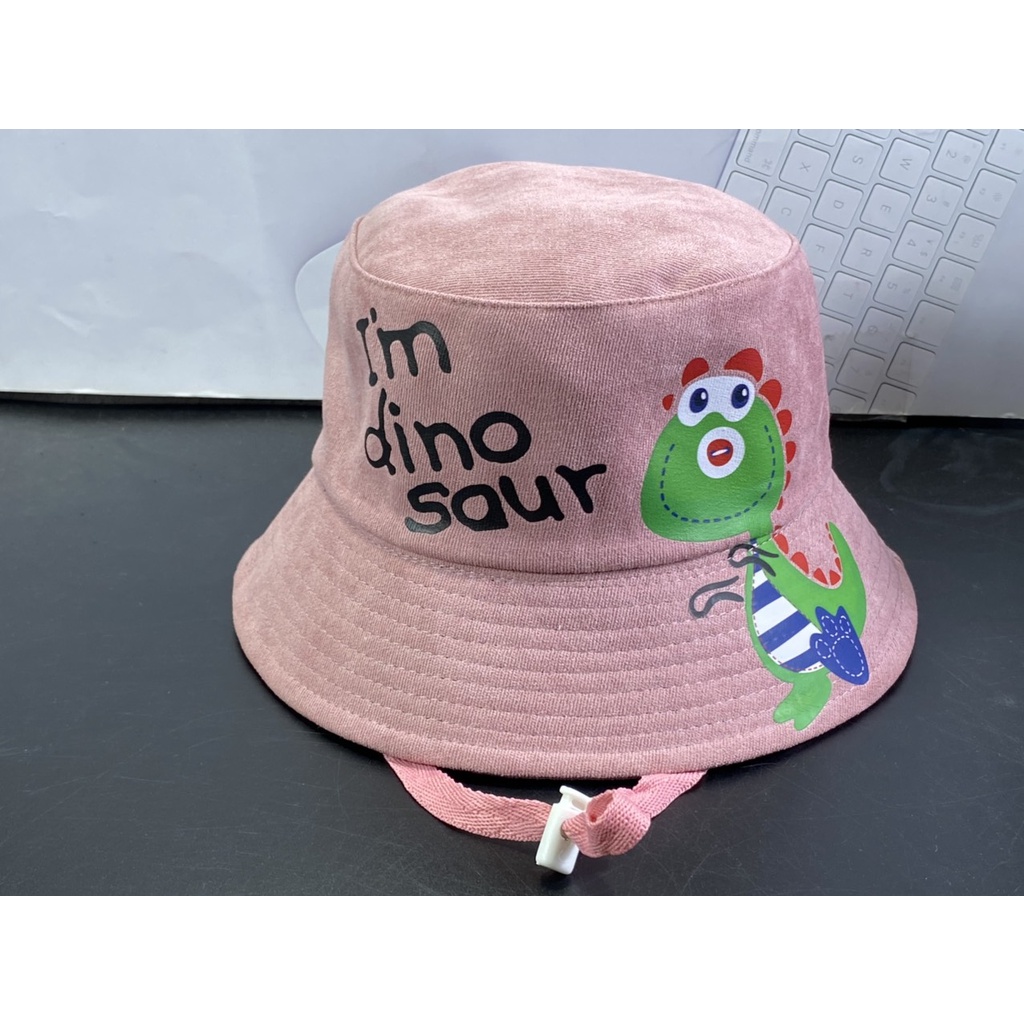 Mũ bo dành cho các bé 2 - 5 tuổi - nón vành trẻ em có dây in khủng long