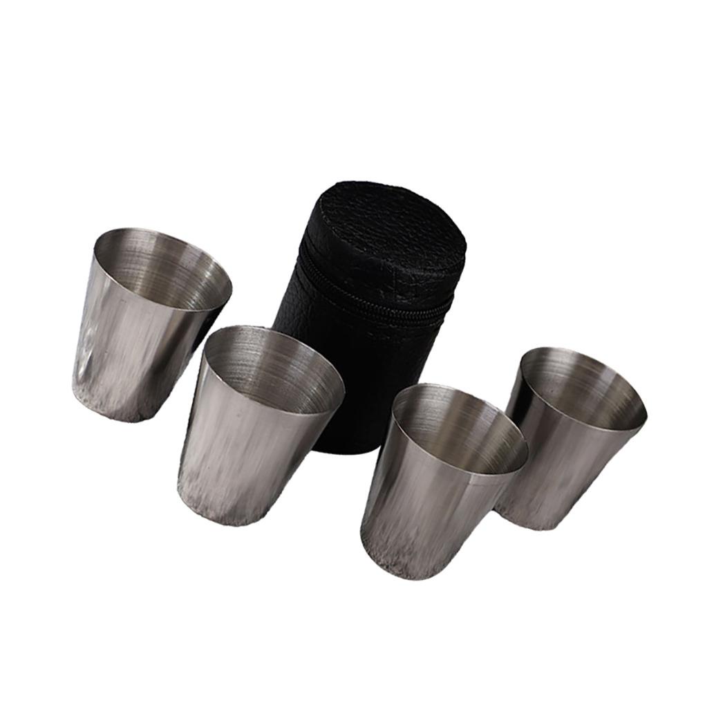 Bộ Cốc Uống Rượu / Bia 70ml Bằng Thép Không Gỉ Tiện Dụng Mang Theo Du Lịch / Dã Ngoại