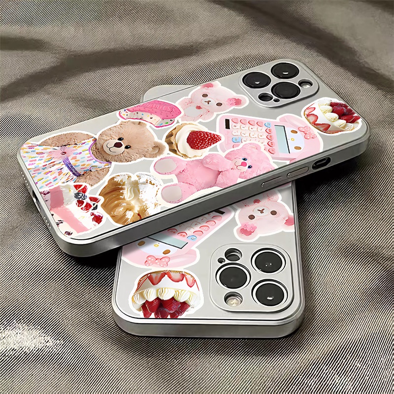 Ốp Điện Thoại Silicon TPU Mềm Mạ Điện Hình Gấu Chống Sốc Cho IPhone 14 13 12 11 Pro XS Max XR X 8 + 7 6S Plus