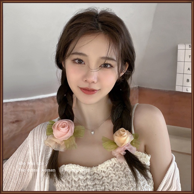 Dây Cột Tóc Cao Su Co Giãn Hình Hoa Hồng Thanh Lịch Cho Nữ