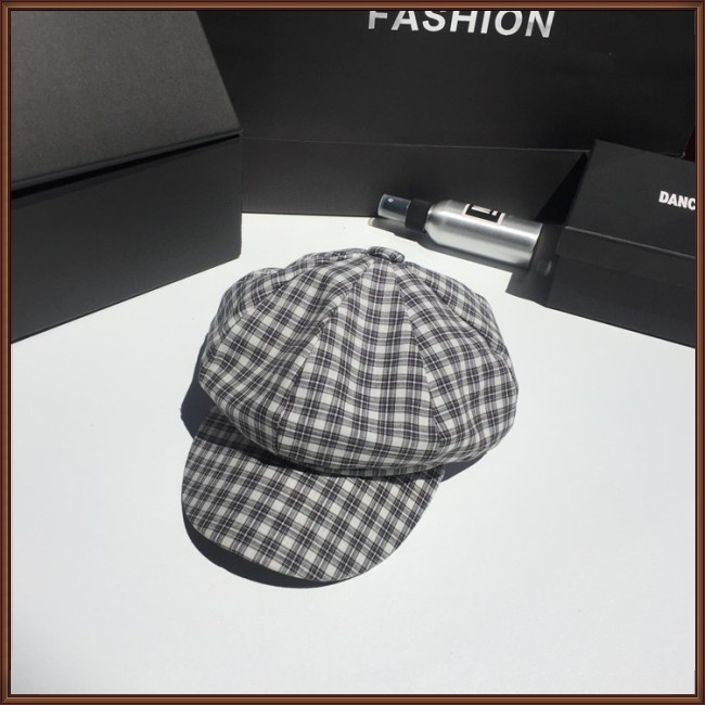 Mũ Beret Họa Tiết Sọc Caro Phong Cách Retro Thời Trang Cho Nữ