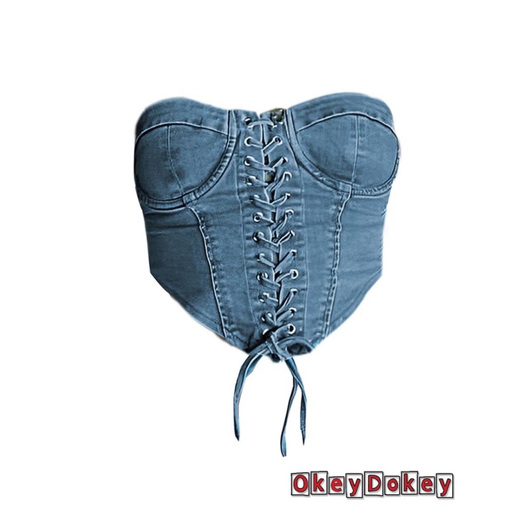 Áo Sơ Mi Denim Mùa Hè Hai Dây Màu Trơn Cho Nữ