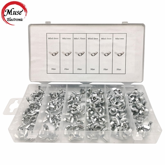 Bộ 150 Đai Ốc Cánh Bằng Hợp Kim Thép M5-m8 Nhiều Kích Thước