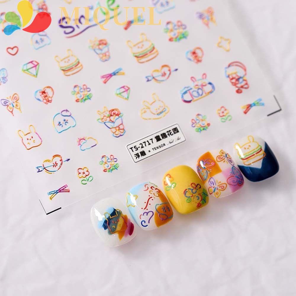 Hình Dán Trang Trí Móng Tay 3D Hình Thỏ Gấu Dễ Thương