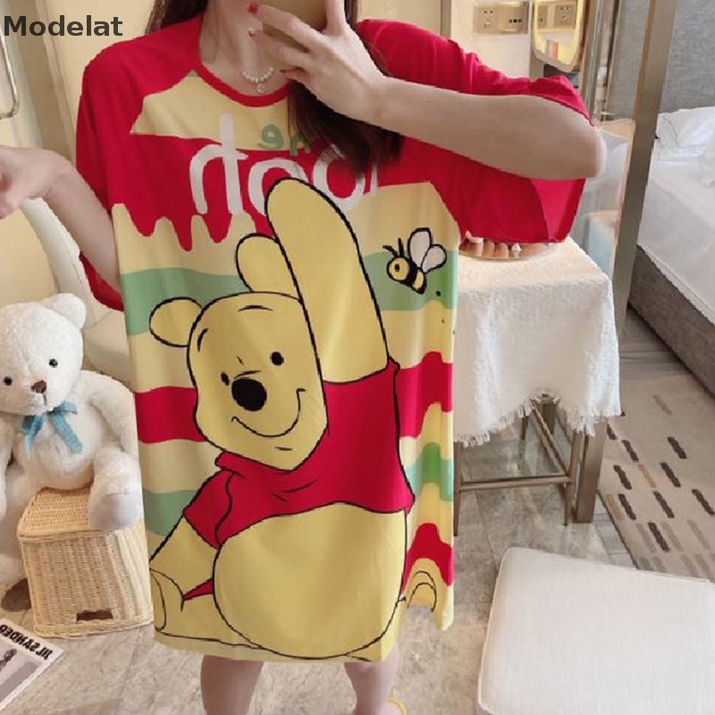 Đồ ngủ Ngắn Tay Dáng Rộng In Hoạt Hình Thời Trang Mùa Hè Dành Cho Nữ