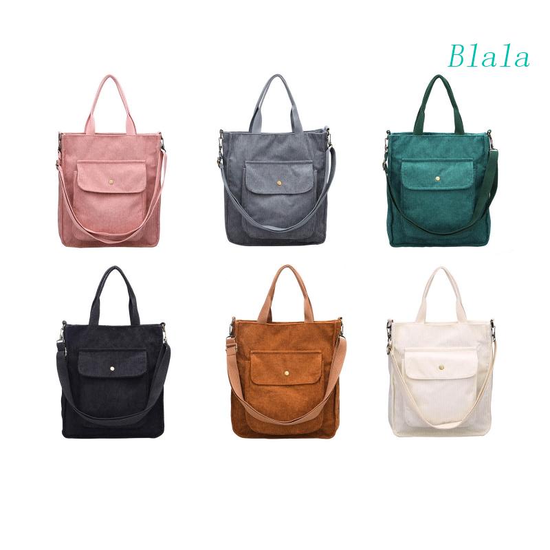 Túi Tote Đeo Vai Vải Nhung Màu Sắc Đơn Giản Cỡ Lớn Phong Cách Retro