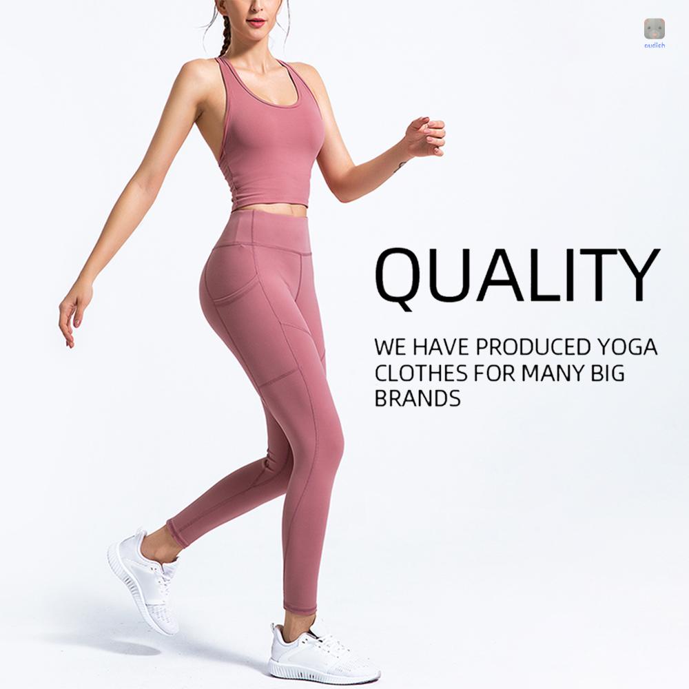 Bộ Trang Phục Thể Thao 2 Mảnh Gồm Áo Không Tay Lưng Cao Và Quần Legging Không Đường May Có Túi Bên Hông Dành Cho Nữ