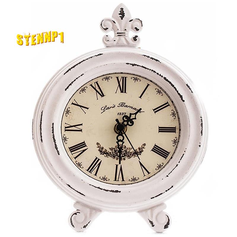 Đồng Hồ Để Bàn Bằng Gỗ Màu Trắng Cỡ Nhỏ Phong Cách Vintage Không Ồn Dùng Trang Trí Nhà Cửa / Nông Trại