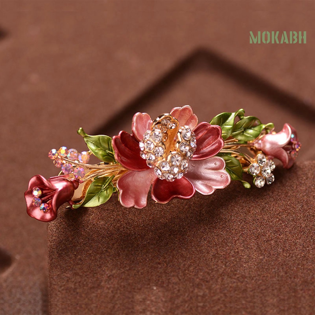 Kẹp Tóc Họa Tiết Hoa Đính Đá Lấp Lánh Chống Trượt