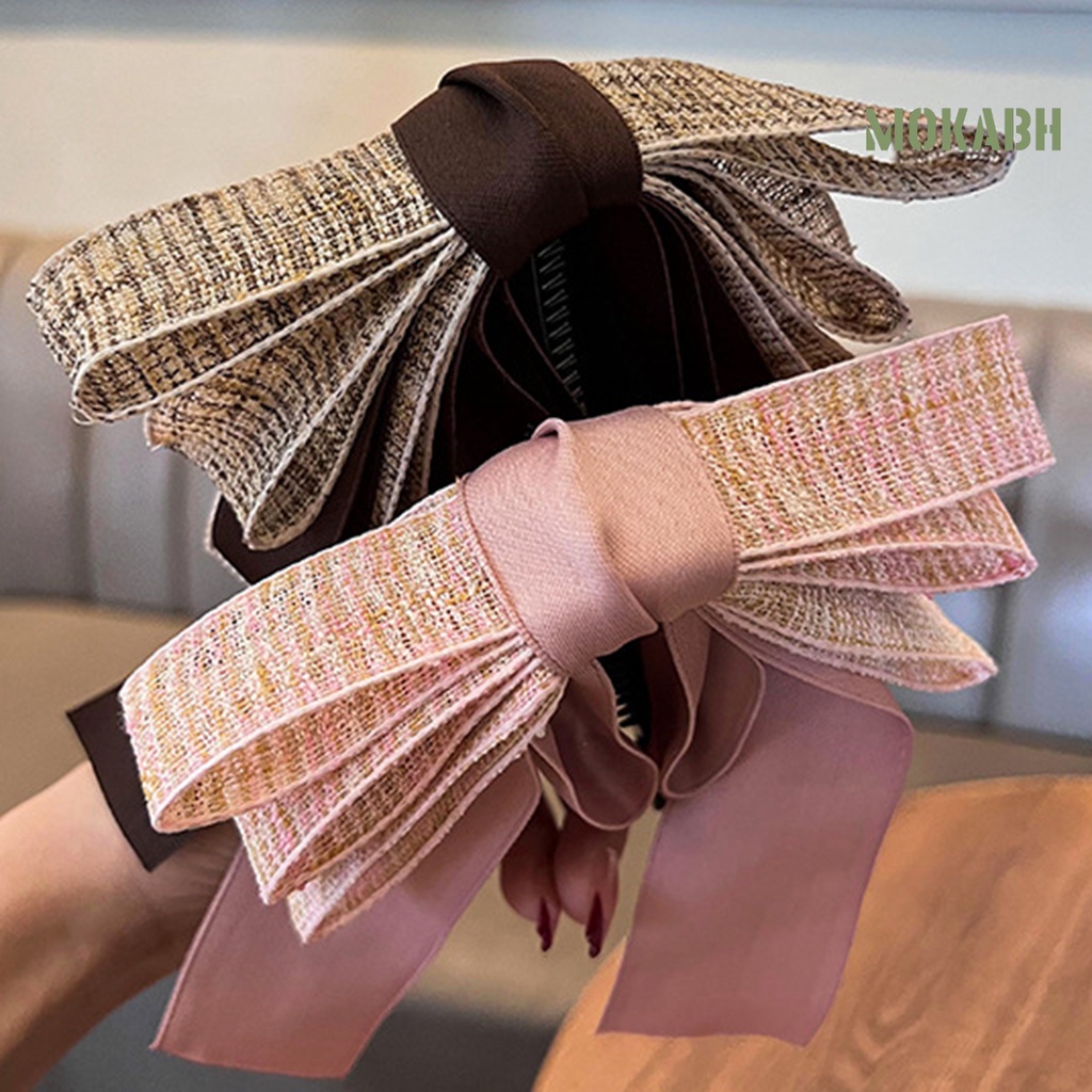 [Mok Abh] Kẹp Tóc Dạng Nơ Lớn Tinh Tế Không Dễ Rớt Thủ Công Tinh Tế Cho Nữ