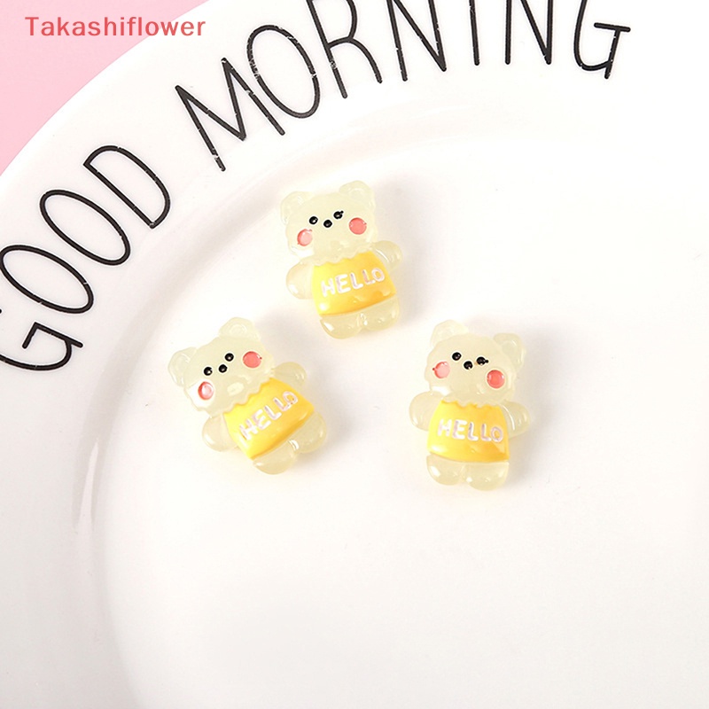 Bộ 2 Gấu Bông Mini Bằng Nhựa Phát Quang DIY Trang Trí Nhà Búp Bê