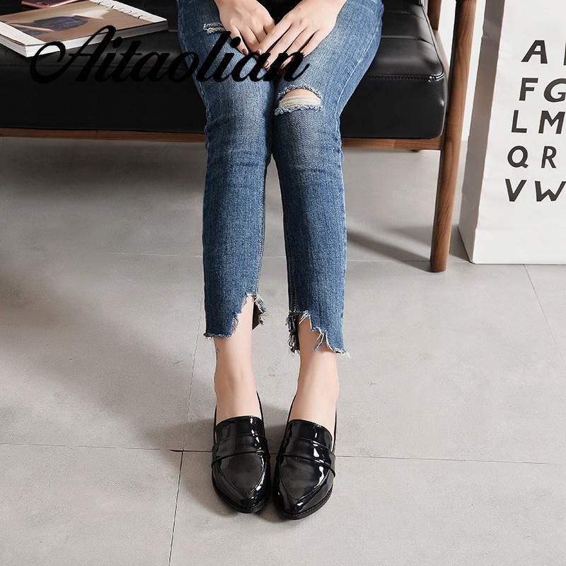 Giày Cao Gót Da Bóng Mũi Nhọn Phong Cách Hàn Quốc