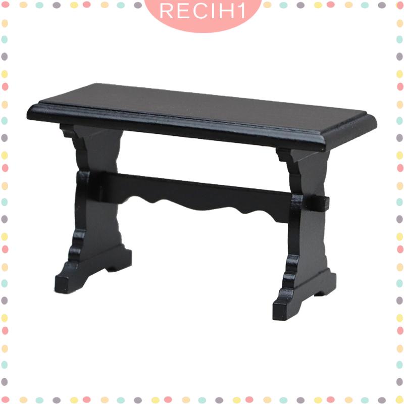 Mô Hình Bàn Máy Tính Bằng Gỗ Màu Đen Phong Cách Cổ Điển Tỷ Lệ 1 / 12 Trang Trí Nhà Búp Bê