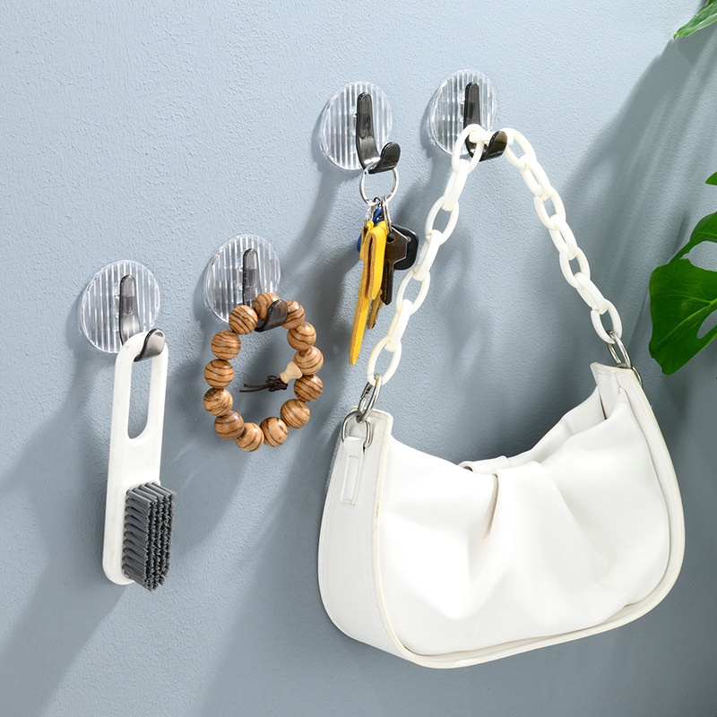 Set 8 Móc Treo Đồ Dán Tường Bằng Acrylic Siêu Chắc Không Cần Đục Lỗ Đa Ứng Dụng Giá Đỡ