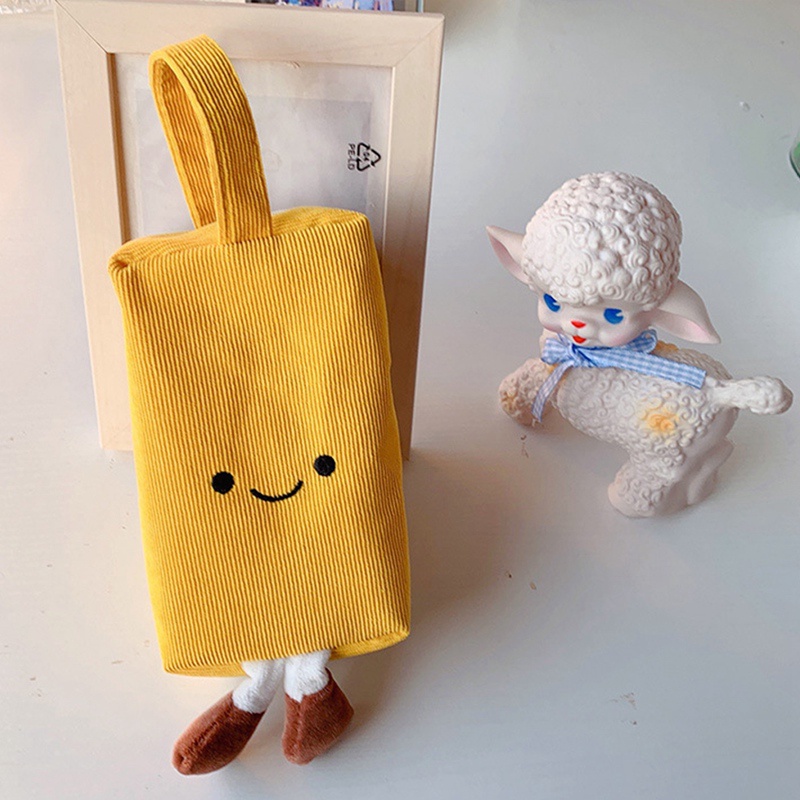 Túi Đựng Bút Bằng Nhung Kẻ Hình Mặt Cười Dễ Thương Phong Cách Hàn Quốc Ốp