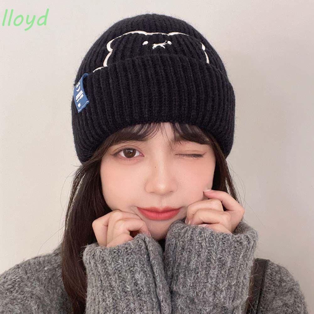 Mũ Beanie Dệt Kim Họa Tiết Kẻ Sọc Đơn Giản Dễ Phối Đồ Thời Trang Thu Đông Cho Nữ