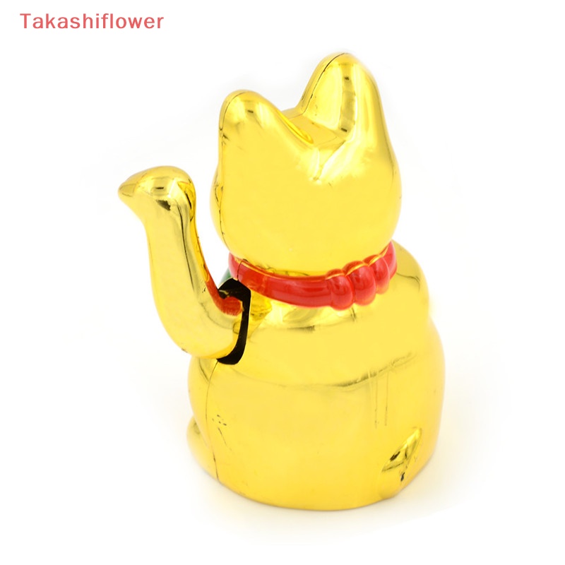 (Takashiflower) Mô Hình Mèo May Mắn Trung Quốc Viền Vàng Có Cánh Tay Chuyển Động Nhiều Màu Sắc Kèm Hộp