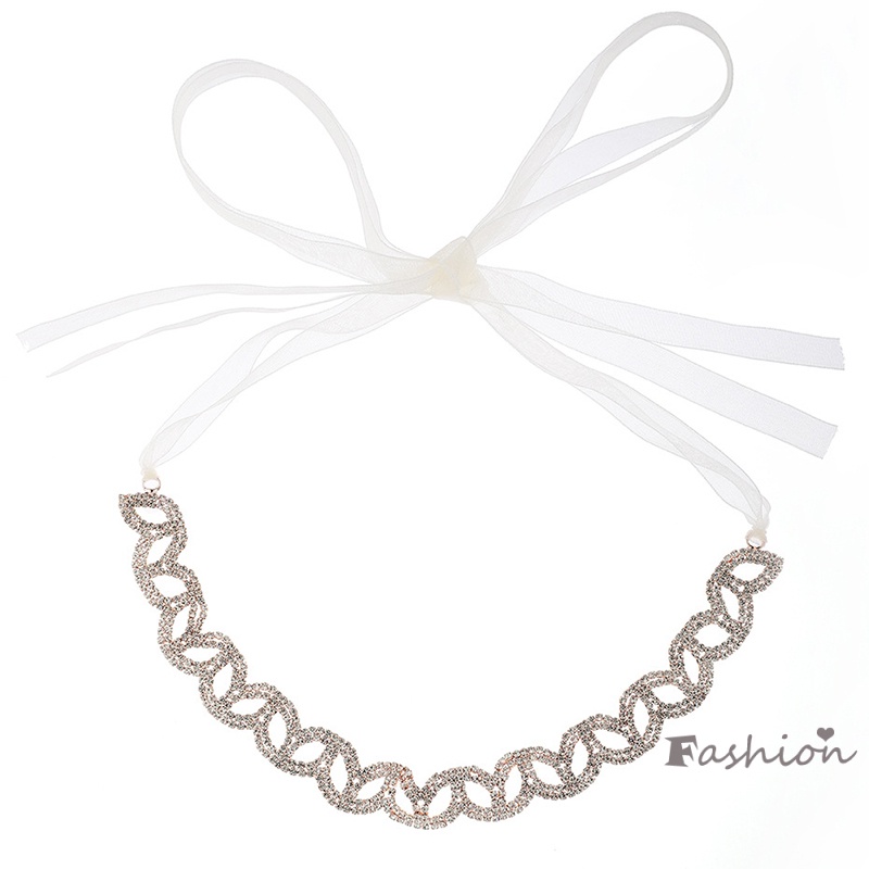 Dây Ruy Băng Đính Đá Trang Trí Tóc Cho Cô Dâu