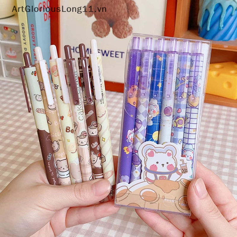 Set 6 Bút Mực Gel Họa Tiết Gấu / Thỏ Dễ Thương