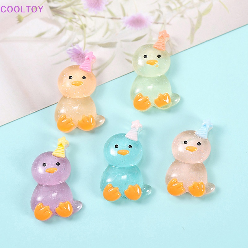 Set 1 / 5 Phụ Kiện Trang Trí Điện Thoại Hình Gà Con Bằng Nhựa Phát Quang Độc Đáo