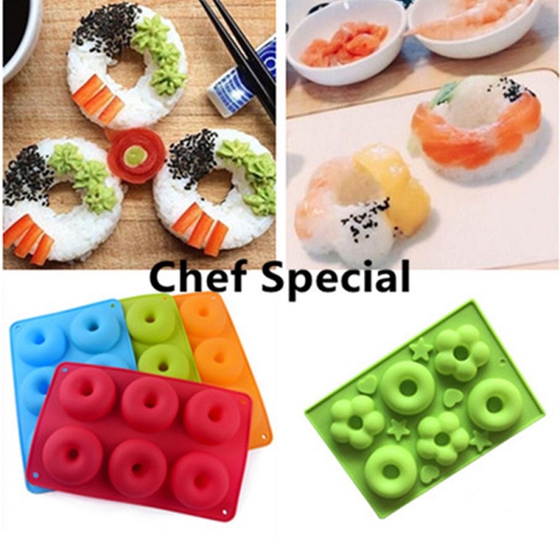Khuôn Làm Bánh 6 Ngăn Không Dính An Toàn , Khuôn Silicon Nướng Bánh Donut Sắc Nét, Đẹp, Bền Nhiệt