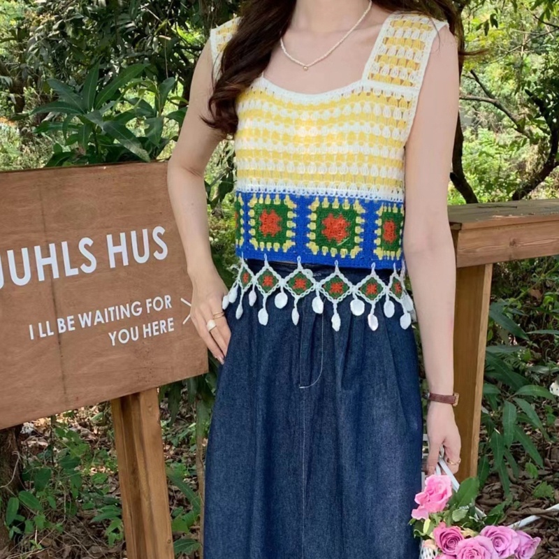 R Áo Dệt Kim Rỗng Màu Trơn Họa Tiết Ngọt Ngào Đáng Yêu Cho Scho