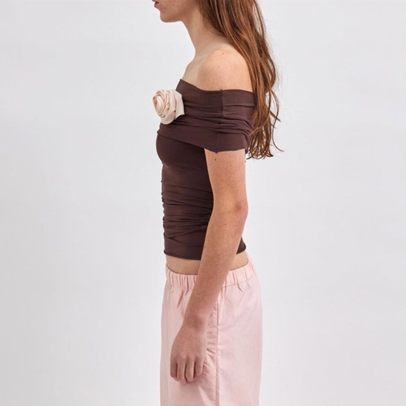 Áo Thun Tay Ngắn Dáng Ôm Y2k Hở Vai Thời Trang Quyến Rũ Cho Nữ