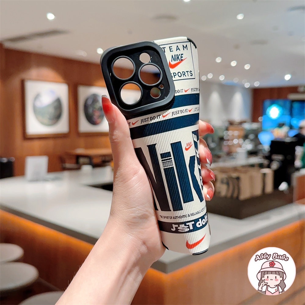 Ốp Điện Thoại Da Giả Viền TPU Dẻo Màu Xanh Dương Đậm In Chữ Độc Đáo Thời Trang Cho IPhone 14 Pro Max 11 12 11 Pro Max X 7Plus