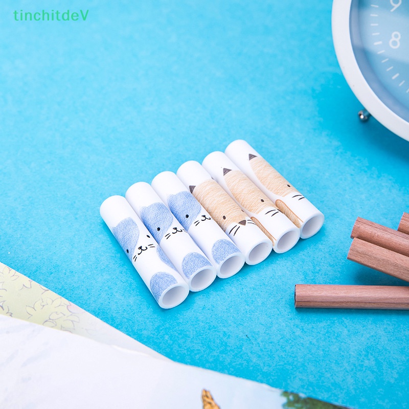 Set 6 Nắp Đậy Bút Chì Hình Mèo Dễ Thương Phong Cách Hàn Quốc