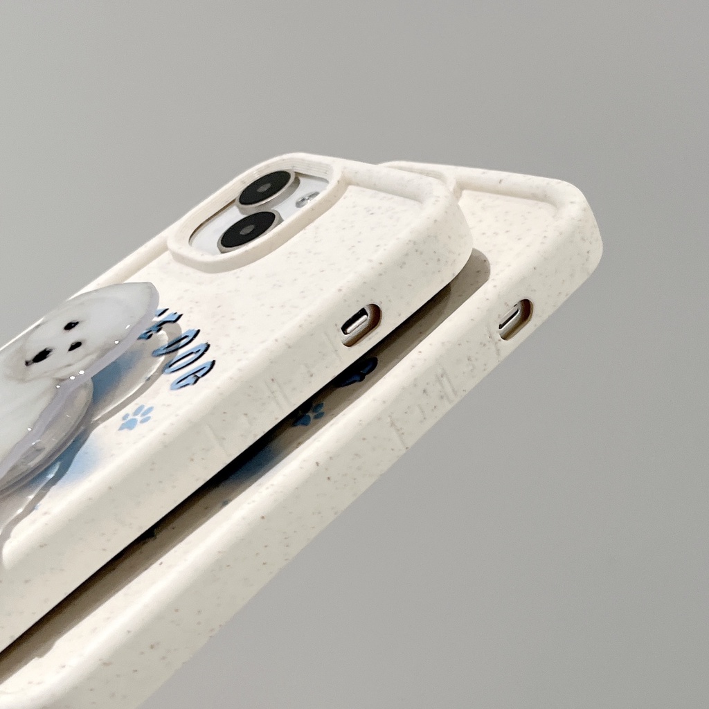 Ốp Điện Thoại TPU Silicon Mềm Bảo Vệ Toàn Diện In Hình Chú Cún Dễ Thương Kèm Giá Đỡ Cho iPhone 13 12 11 14 Pro Max