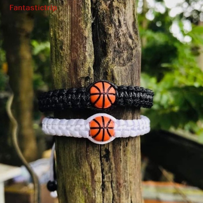 [Fantastictrip] Vòng Đeo Tay Dây Bện Mặt Vuông Thắt Nút Điều Chỉnh Được Truyền Cảm Hứng Bóng Rổ Cho Nam Và Nữ