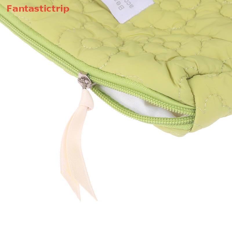 Túi Đựng Mỹ Phẩm Chần Bông Màu Trơn Họa Tiết Hoa Đáng Yêu Dành Cho Đi Du Lịch