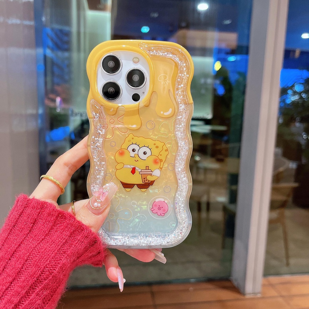 Ốp Điện Thoại TPU Dẻo Dạng Cát Chảy Họa Tiết Hoạt Hình Spongebob Patrick Star Cho iPhone 12 13 14 Pro Max