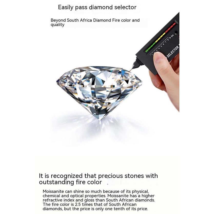 Moissanite 6.5mm Bông Tai S925 bạc mạ bạch kim D màu Mosanshi có thể được phát hiện bằng bút kim cương với chứng chỉ GRA Bông tai tròn