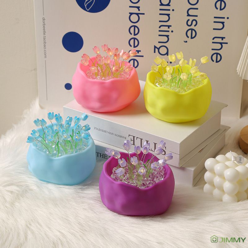 Đèn Ngủ LED Hình Hoa Tulip Thủ Công Độc Đáo Trang Trí Nhà Cửa DIY