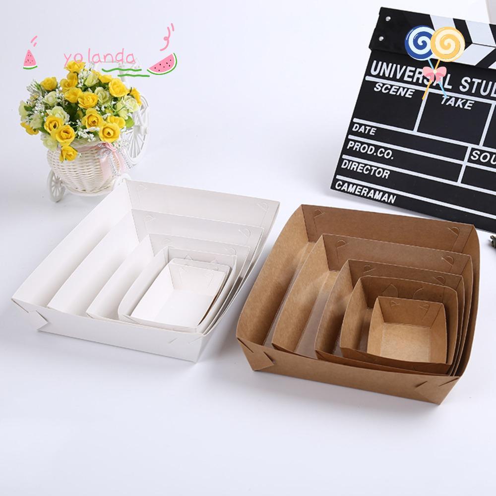 Set 10 Khay Giấy Kraft Hình Thuyền Đựng Thức Ăn Dùng Một Lần