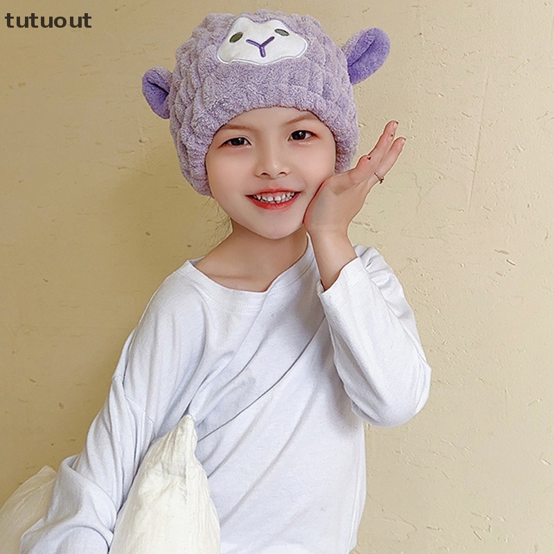 1 Mũ Trùm Đầu Bằng Sợi Microfiber Nhanh Khô Kiểu Dáng Hoạt Hình Dễ Thương