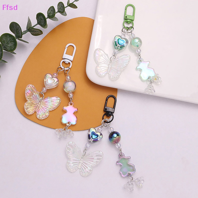 {Ffsd} Ins Móc Khóa Acrylic Màu Gradient Họa Tiết Bướm Nhỏ Trong Suốt Tươi Tắn Trang Trí Túi Xách * Hàng Bán Chạy