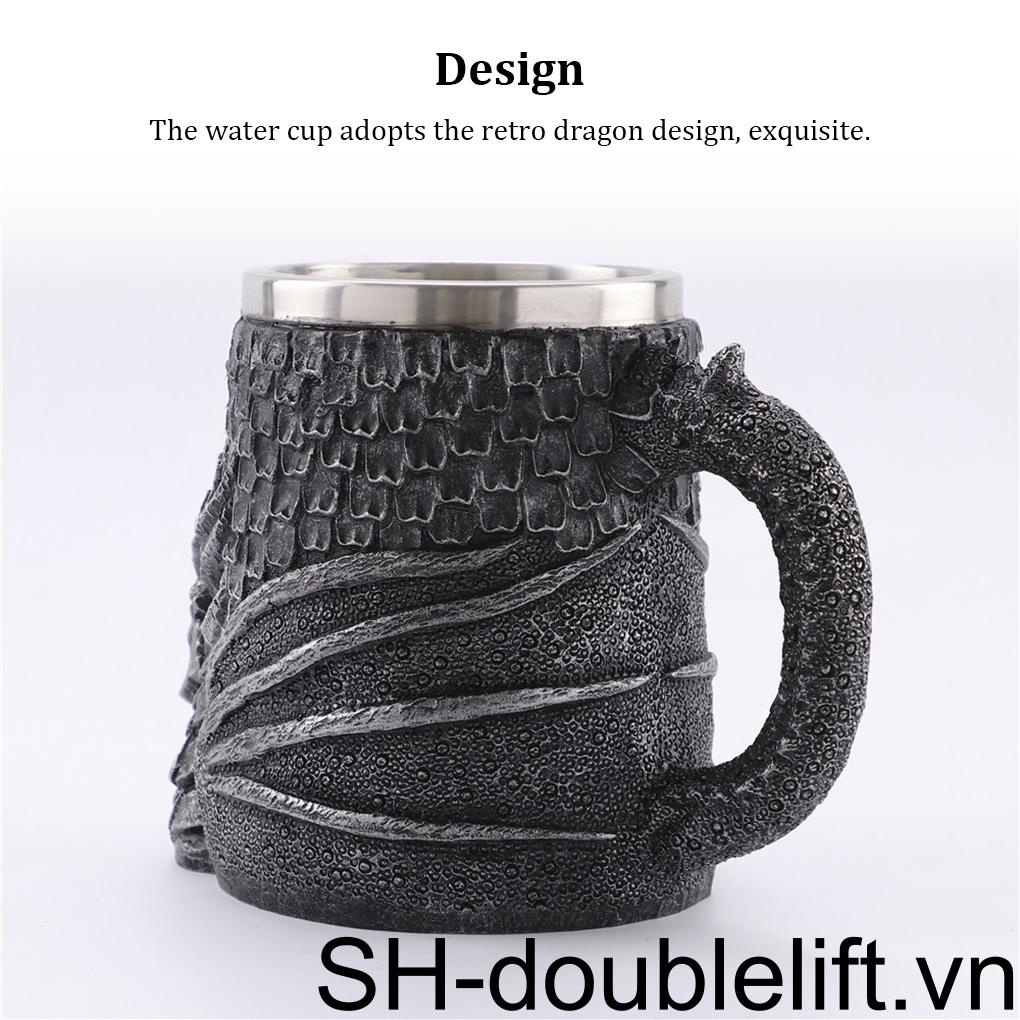 Cốc Uống Bia Hai Lớp Bằng Nhựa Resin Hình Đầu Lâu Chống Rỉ Sét Trang Trí Văn Phòng