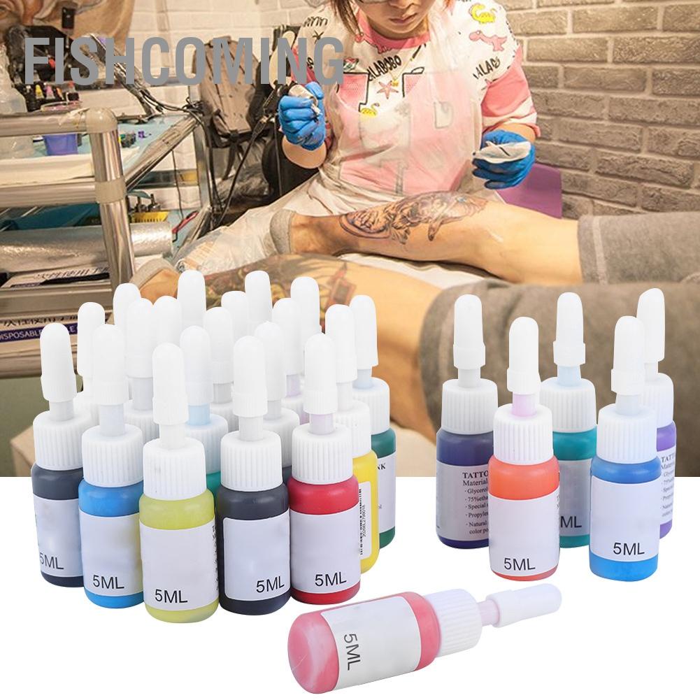 FishComing 25 Cái Mực xăm Microblading chuyên nghiệp Bộ lâu dài Thực hành hình trên cơ thể sắc tố