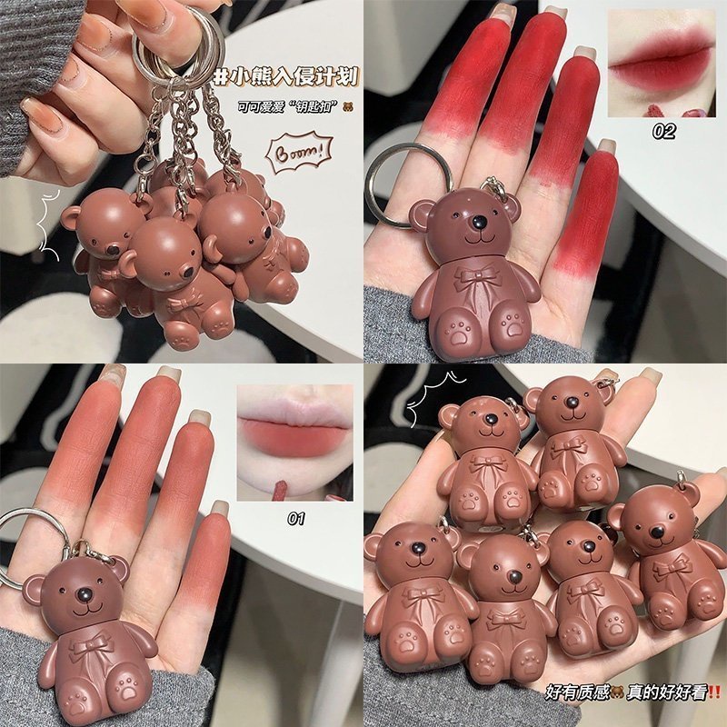 Son Môi MAGIC CASA Bền Màu Thiết Kế Móc Khóa Hình Gấu Nâu Xinh Xắn