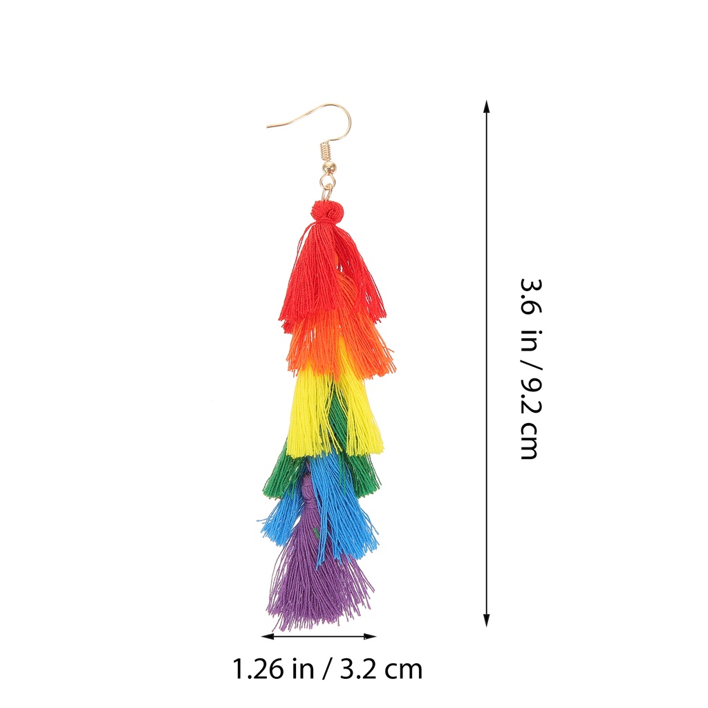 Khuyên Tai Xỏ Lỗ Họa Tiết Cầu Vồng 9.2X3.2CM Dành Cho Nữ