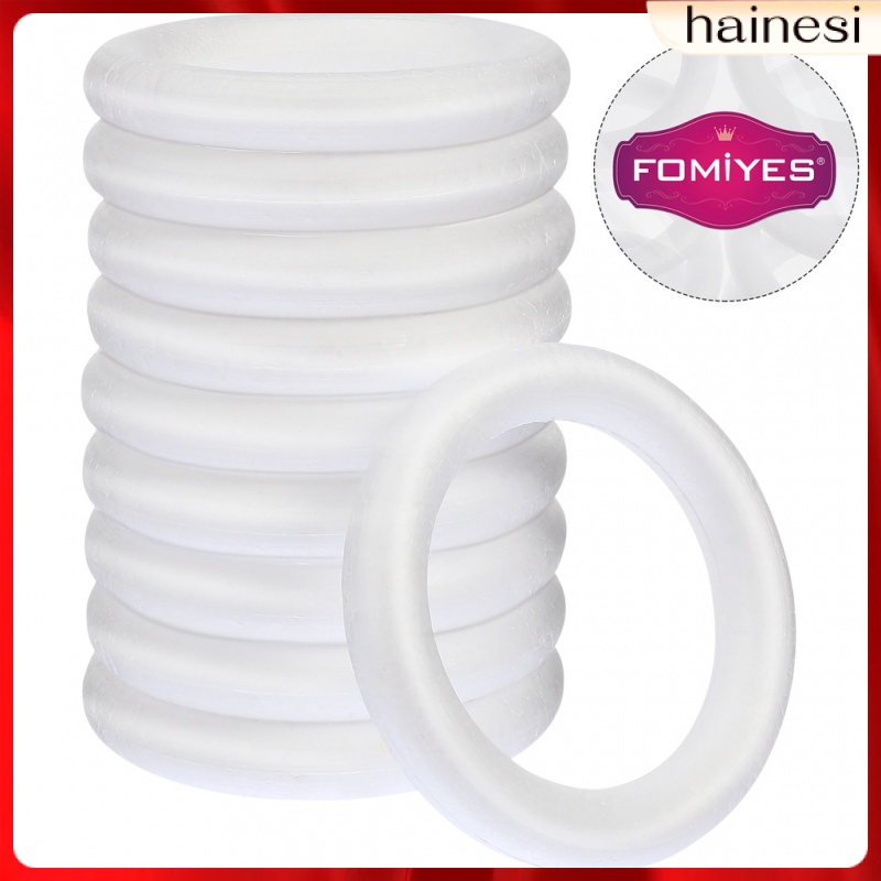 Set 10 Vòng Hoa Màu Trắng Bằng Xốp Chưa Trang Trí