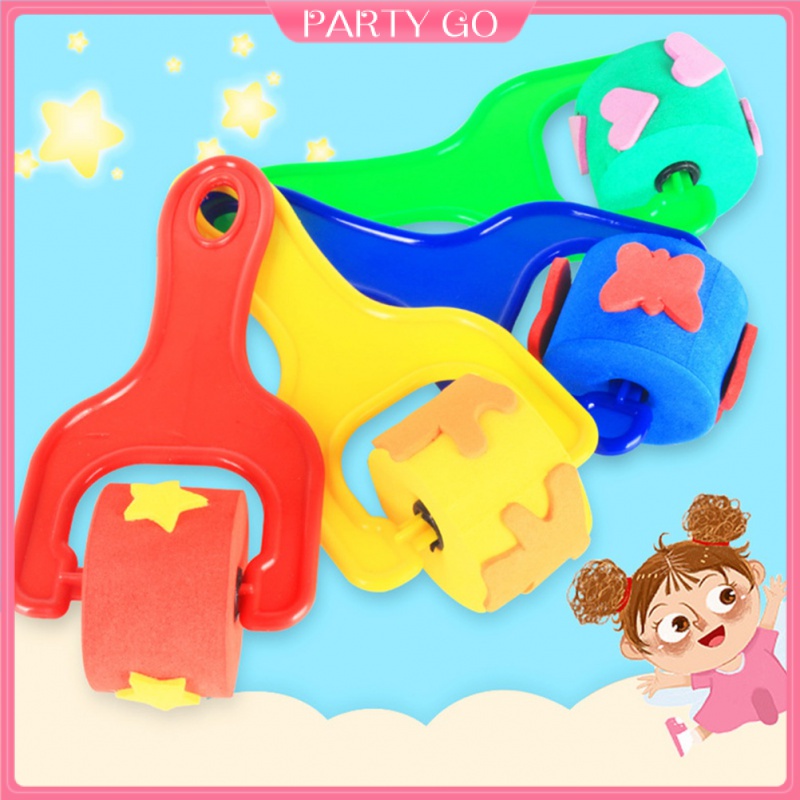 4Pcs Drawing Sponge Roller Brush Kids Paint Graffiti DIY Tool Painting Supplies,Random Style